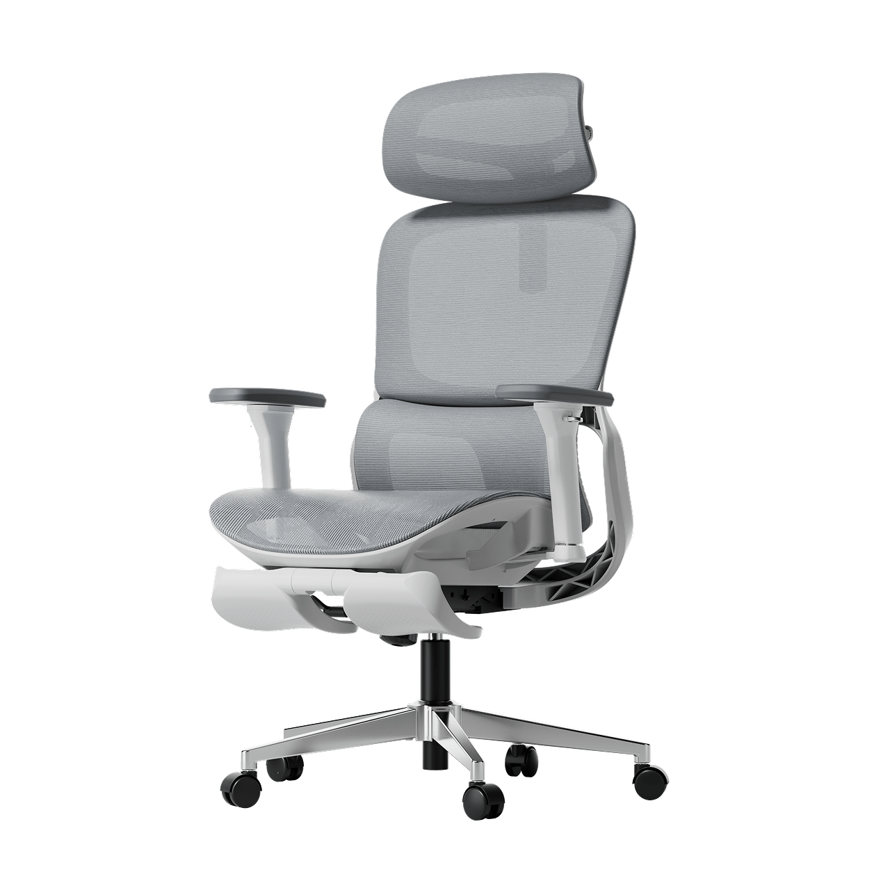 P2 Pro Ergonomic Office Chair with Footrest headrest lumbar support-Gray~0-1