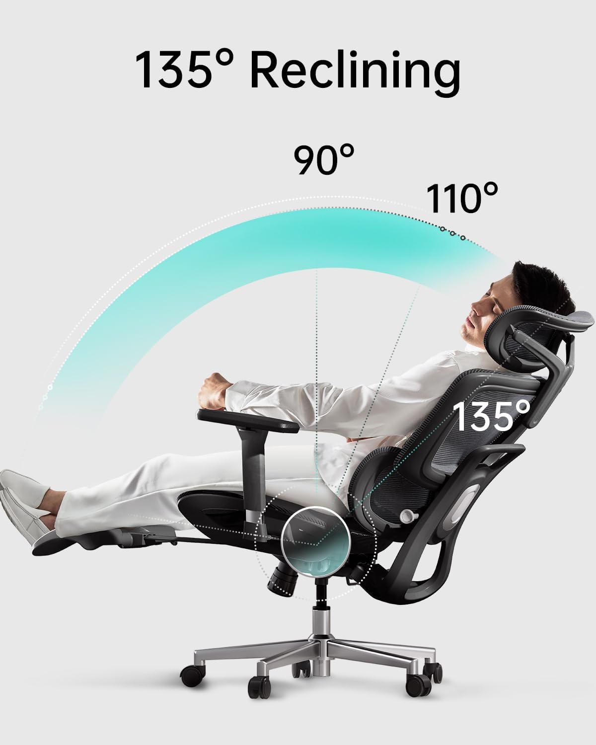 HBADA E2 Ergonomic Office Chair black recling angle~1