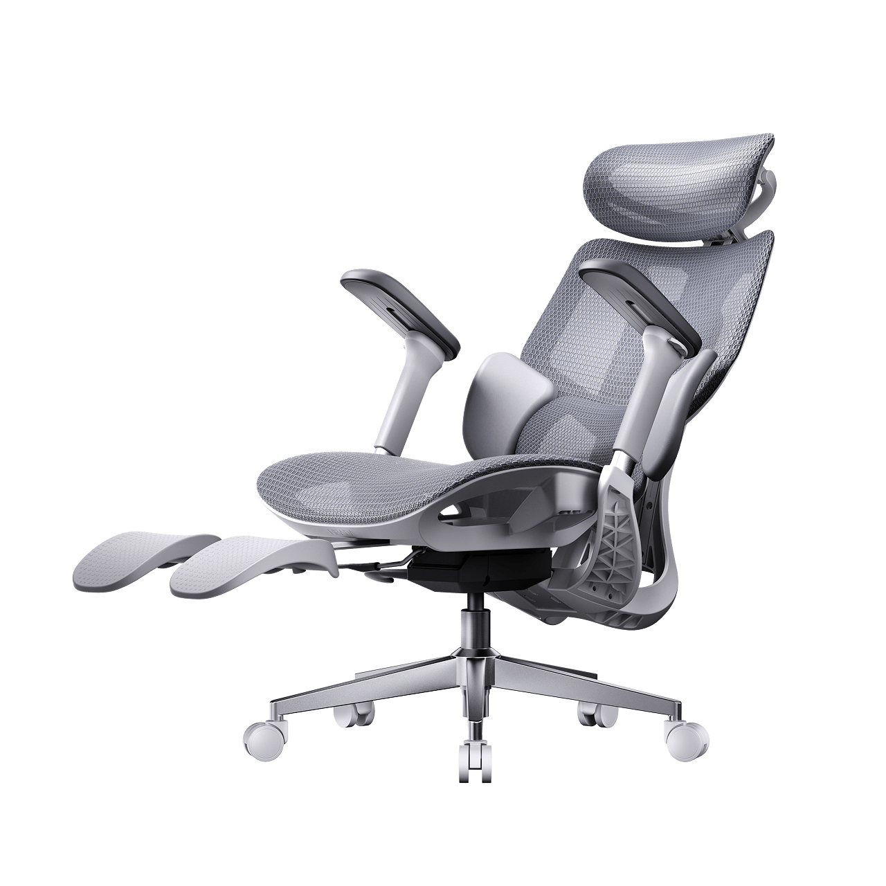 HBADA E3 AIR 2026 ergonomic office chair with headrest Footrest recline gray~1-1