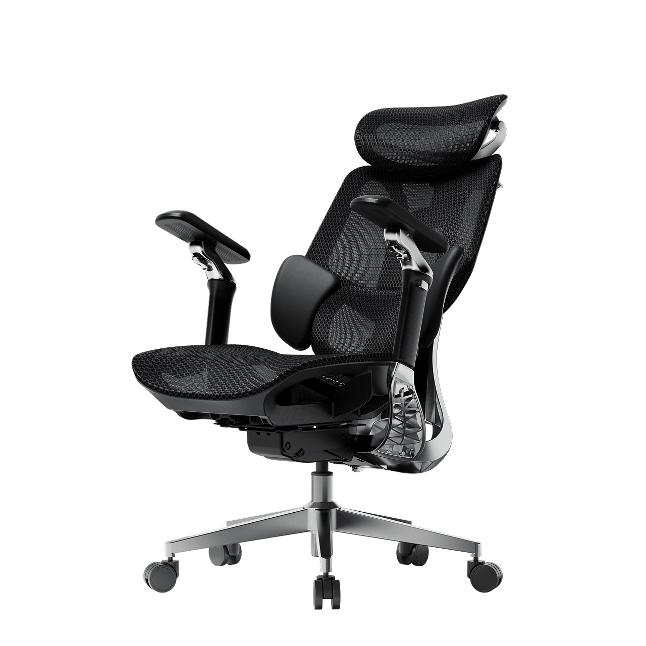 Black office chair with mesh back and adjustable armrests black ~0-1