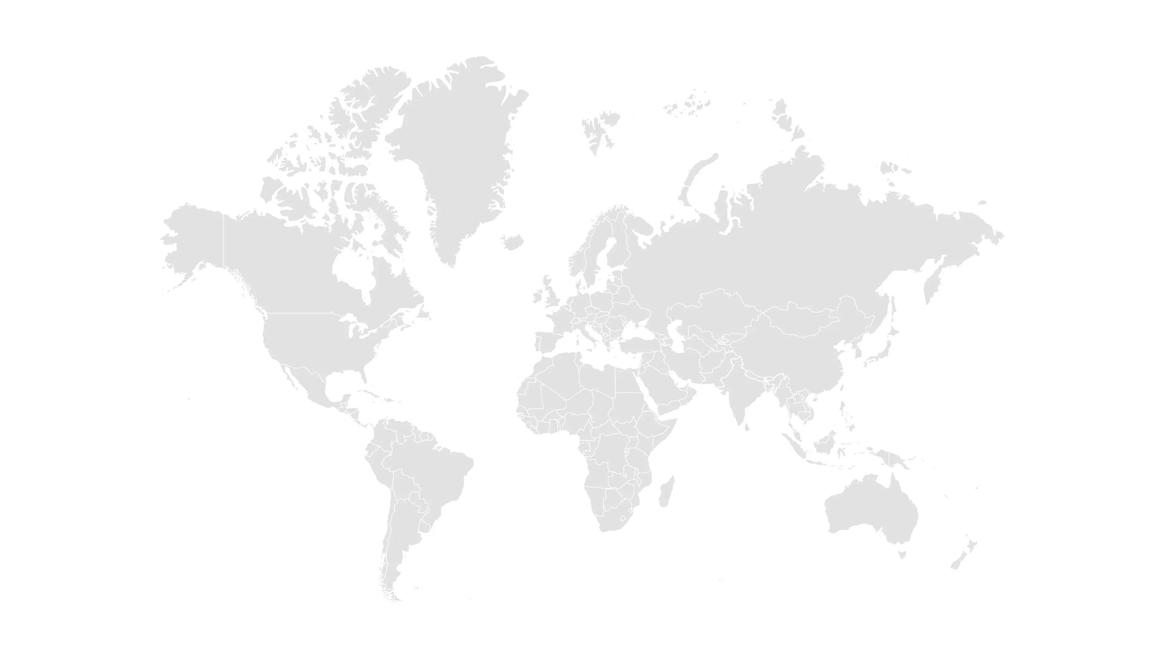 World map outline in gray on a white background