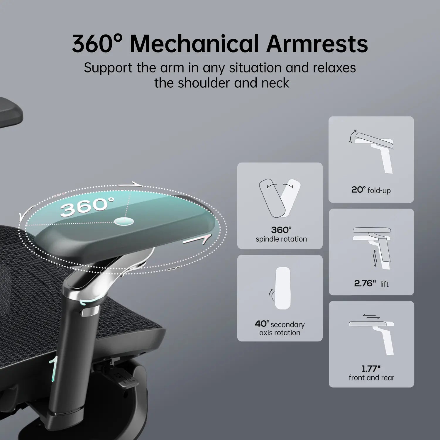 HBADA E3 Ultra Ergonomic Office Chair Futuristic(with Footrest) black armrests