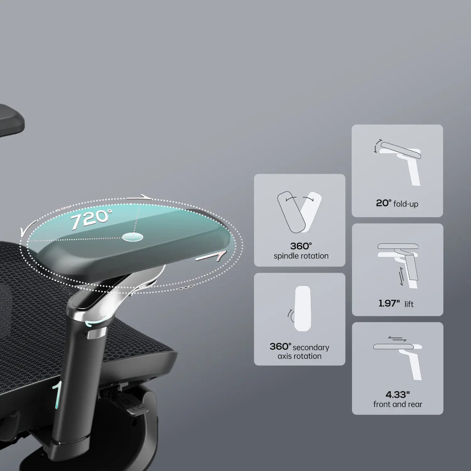 HBADA E3 Ultra Ergonomic Office Chair Futuristic(with Footrest) black armrests