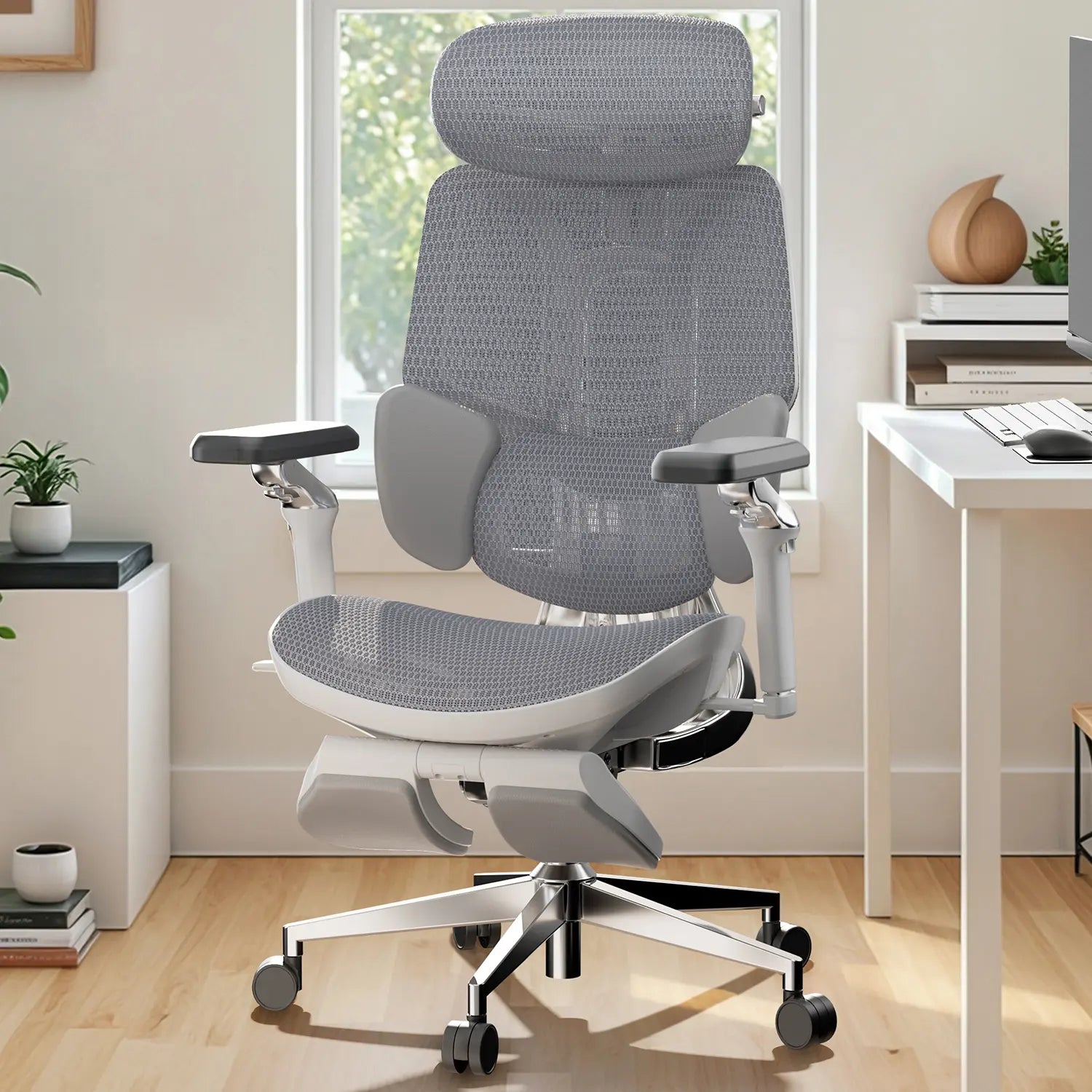 HBADA E3 Ultra Ergonomic Office Chair Futuristic(with Footrest) gray in room
