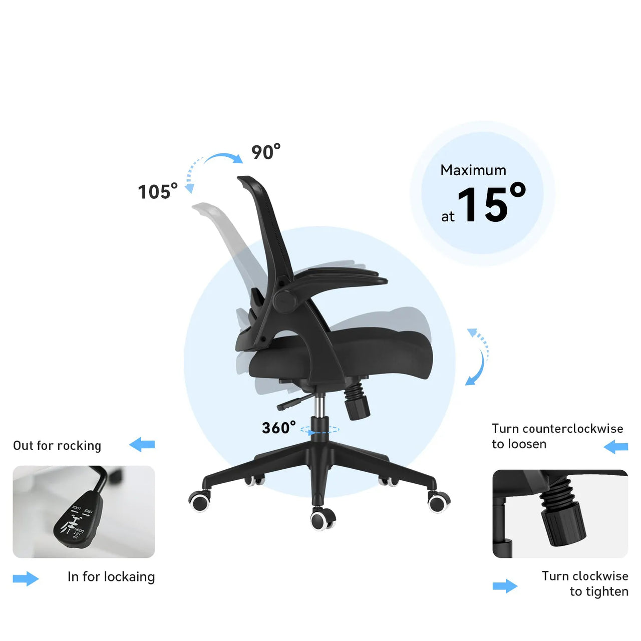 HBADA Penguin-inspired Office Chair -J1 black rocking function~0