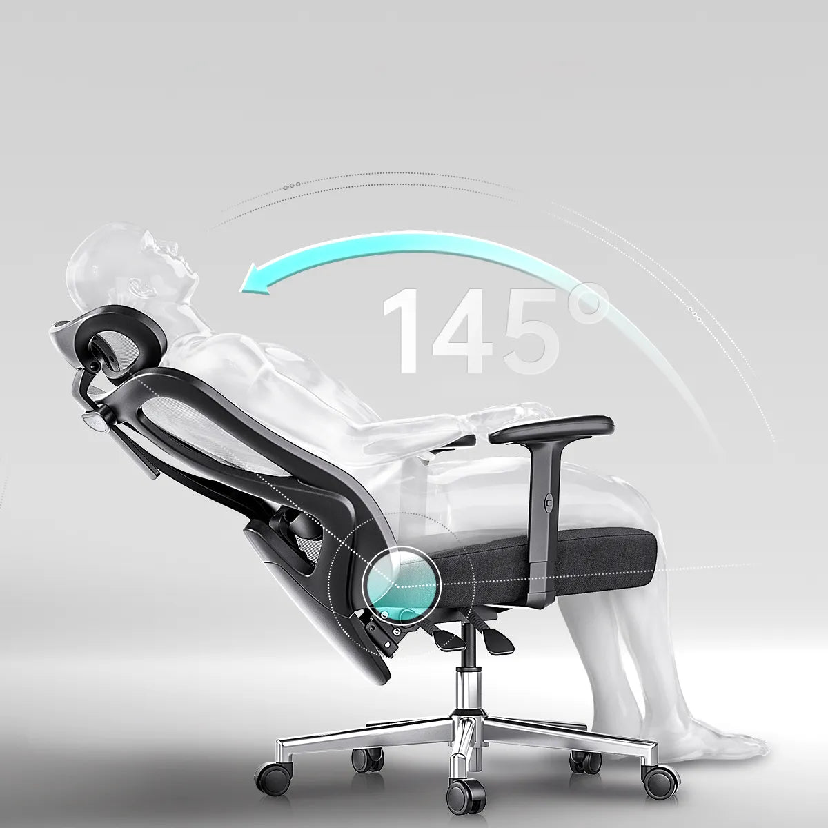 Hbada_P3_office_Chair without footrest black reclining angle