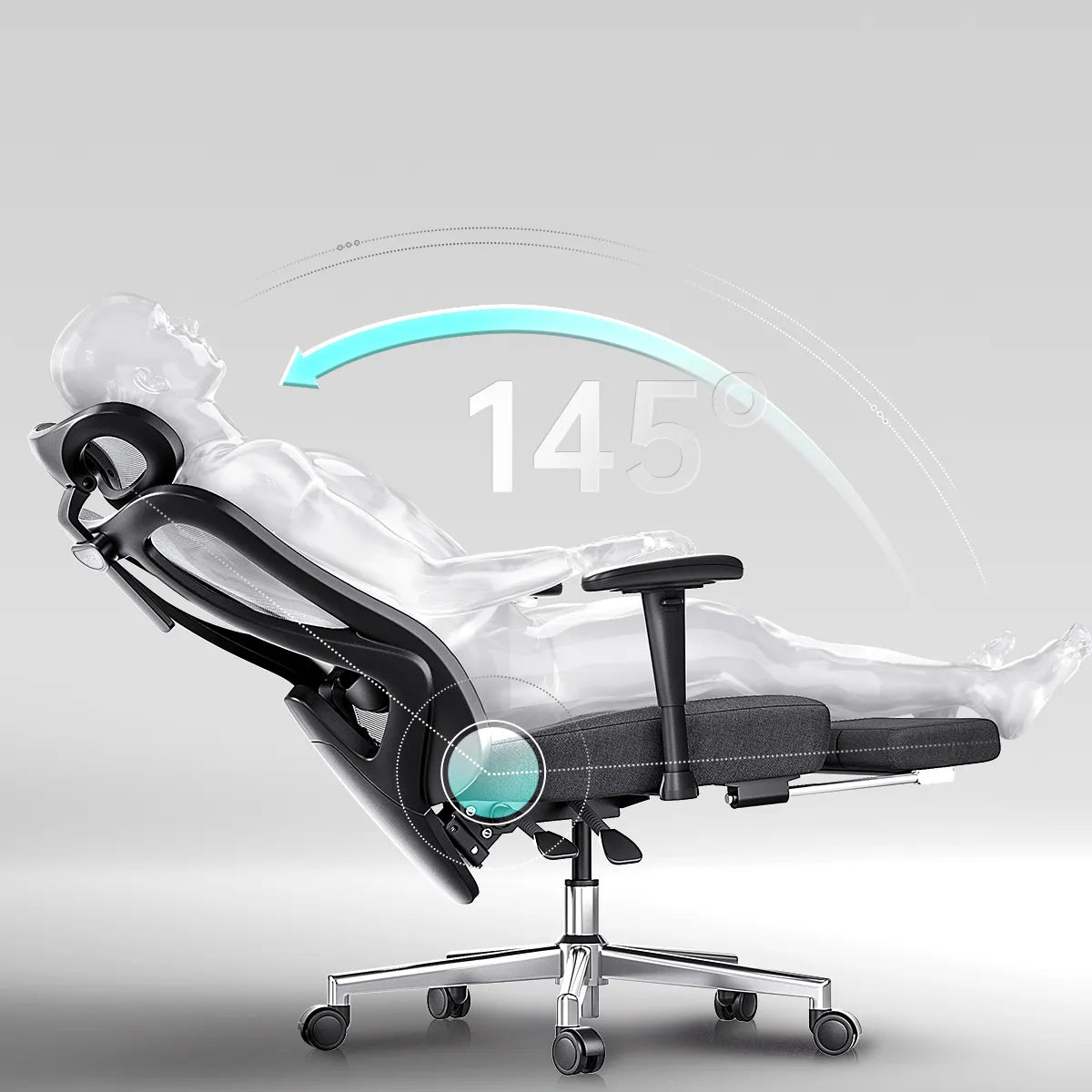 Hbada_P3_office_Chair with footrest black reclining angle