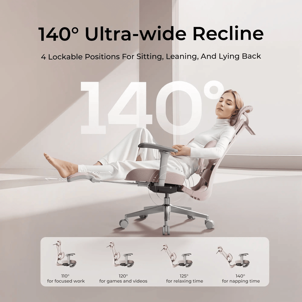 E3 Air pink chair 140-degree recline function