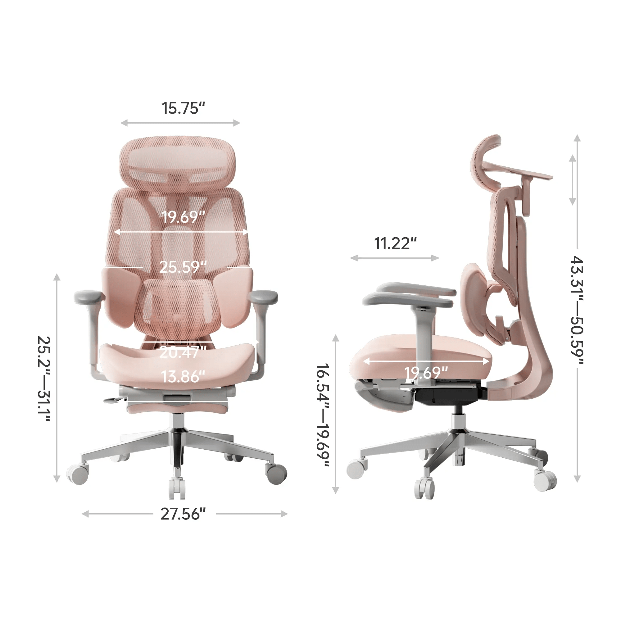 HBADA E3 Air Ergonomic Office Chair Pink