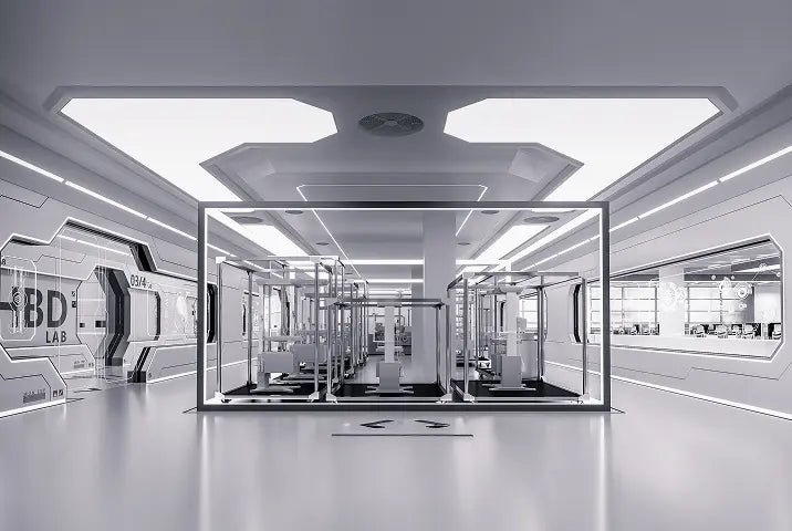 HBADA corporate office showroom displaying a range of big and tall ergonomic seating solutions.