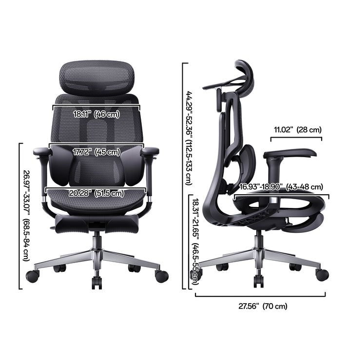 Ergonomic office chair models shown from multiple angles