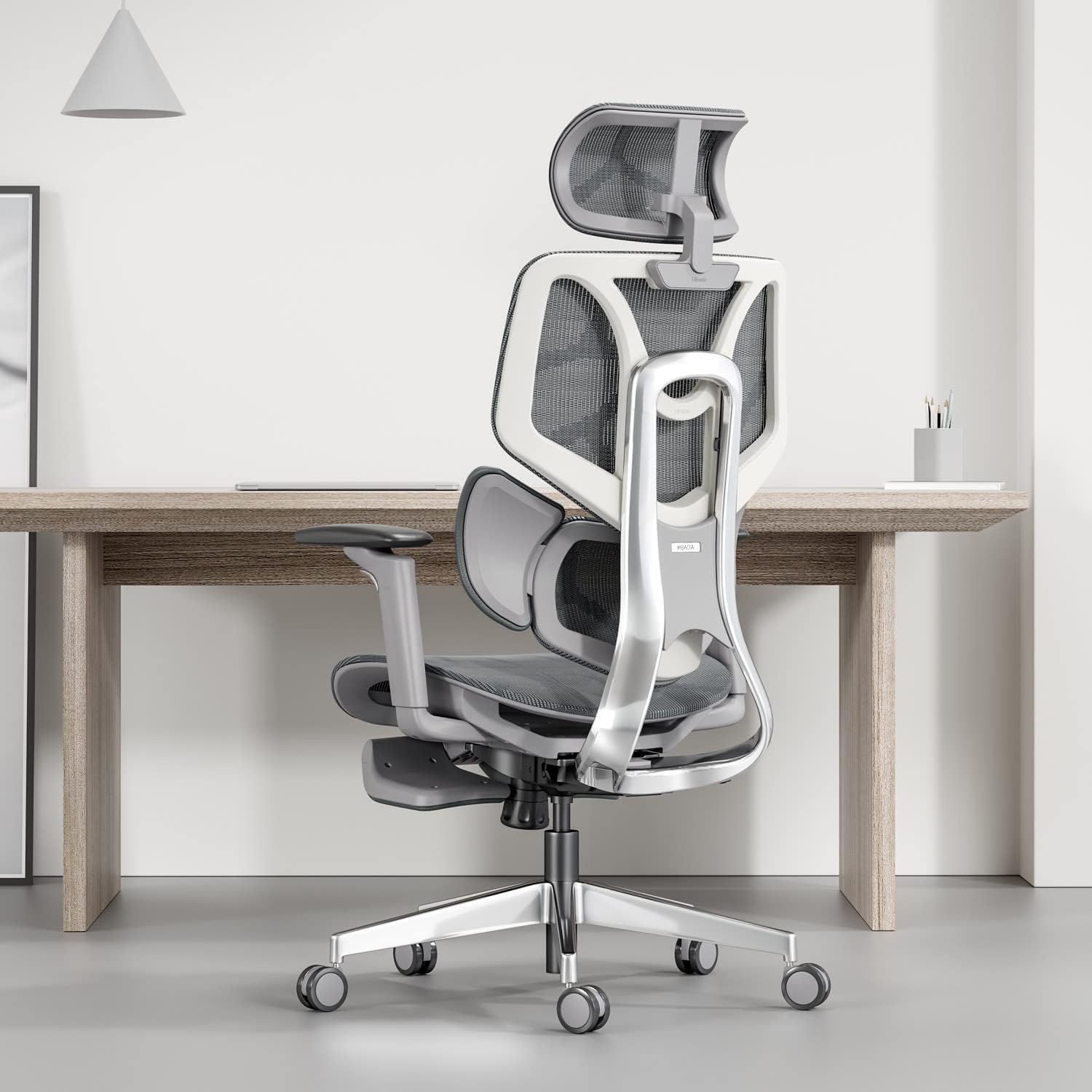 Hbada Desk Computer Chair with Footrest Grey