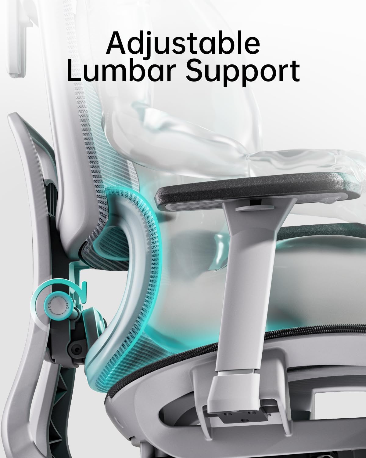 HBADA E2 Ergonomic Office Chair white lumbar support~scene