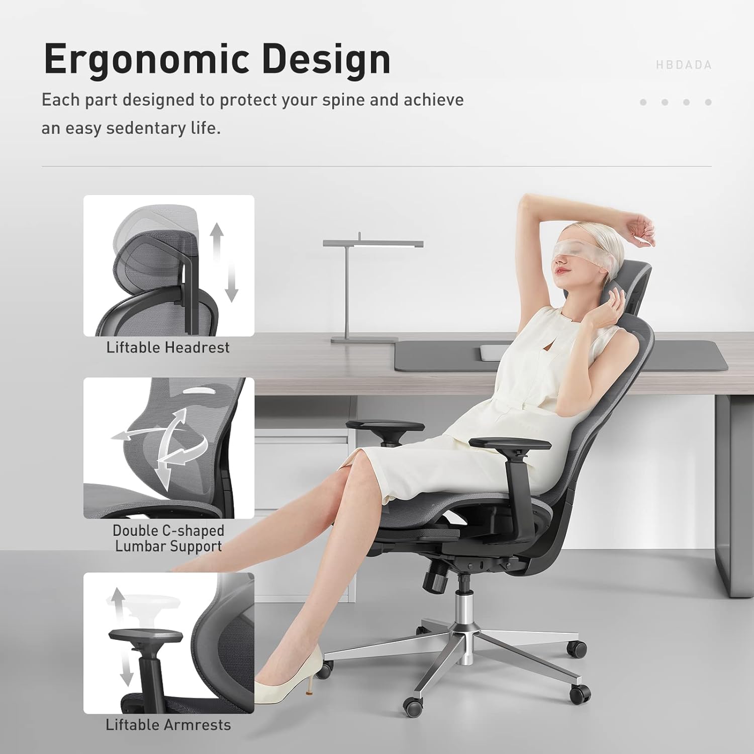 Hbada U4 Ergonomic Office Chair-Grey