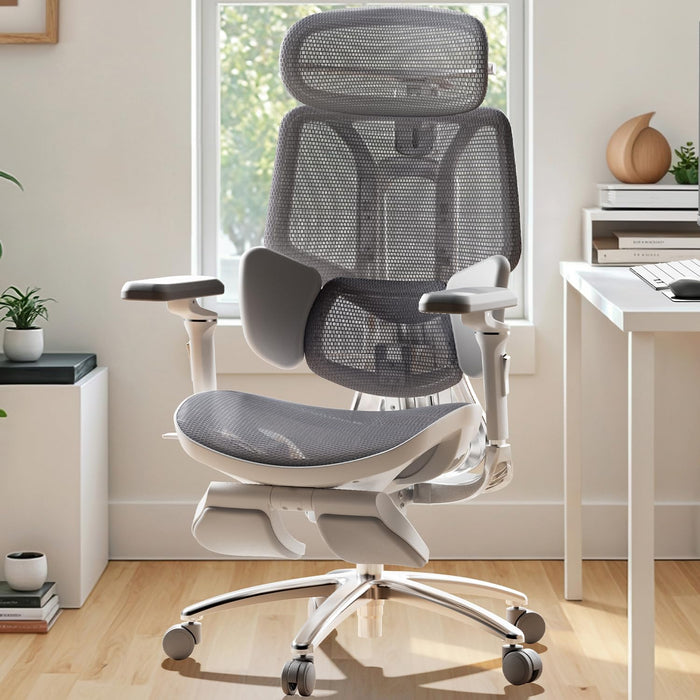 HBADA E3 Office Chair with Footrest 140° Reclining White