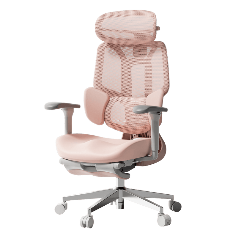 HBADA E3 Air mesh task chair in vibrant pink, space-saving design perfect for a cozy home office or gaming setup.