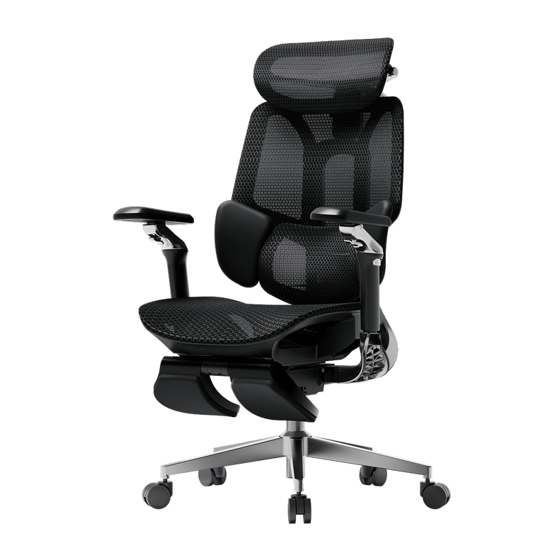 HBADA E3 Pro ergonomic office chair in sleek black, featuring adaptive 3-zone lumbar support for long hours of desk work.