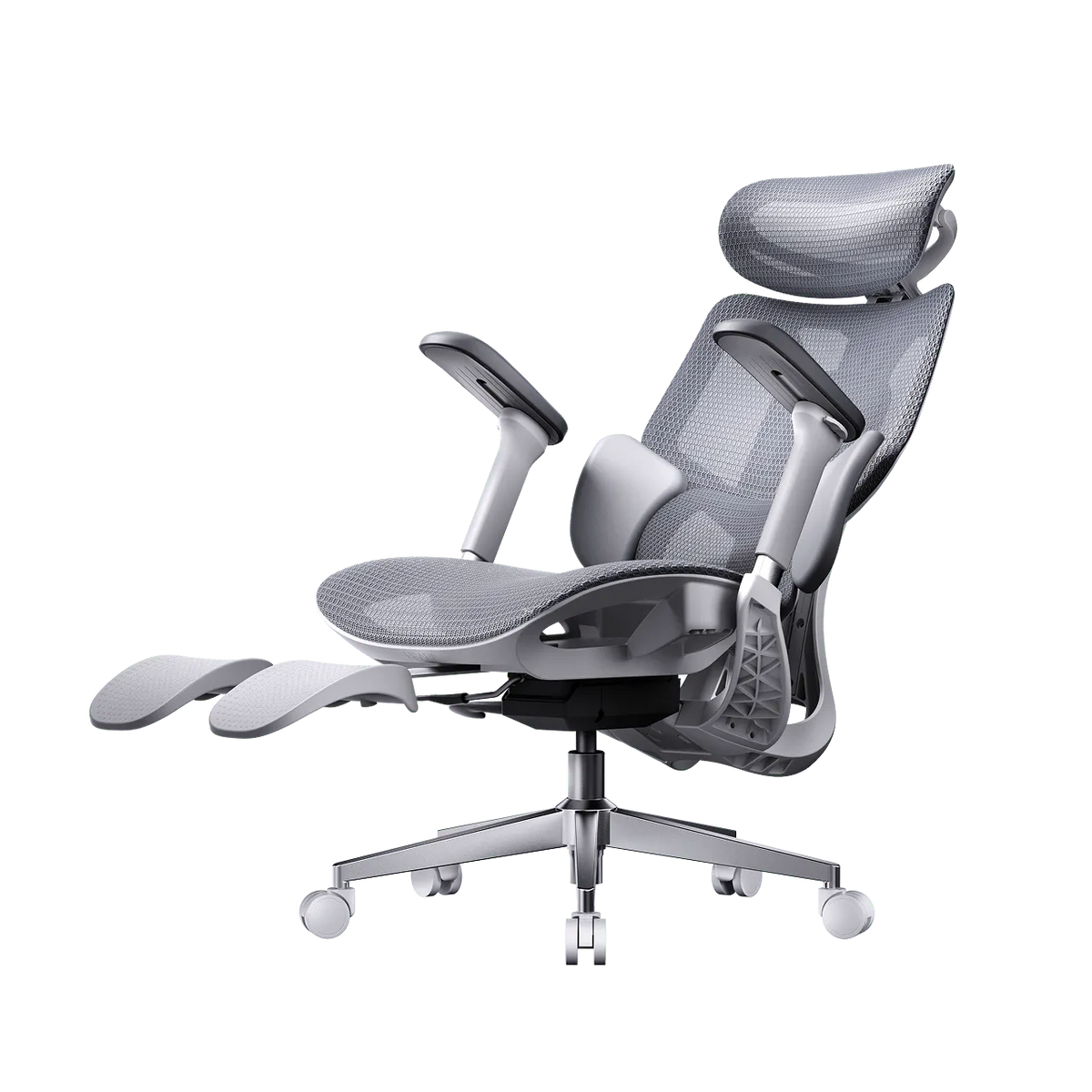 HBADA E3 AIR 2026 ergonomic office chair with headrest Footrest recline gray~1-1