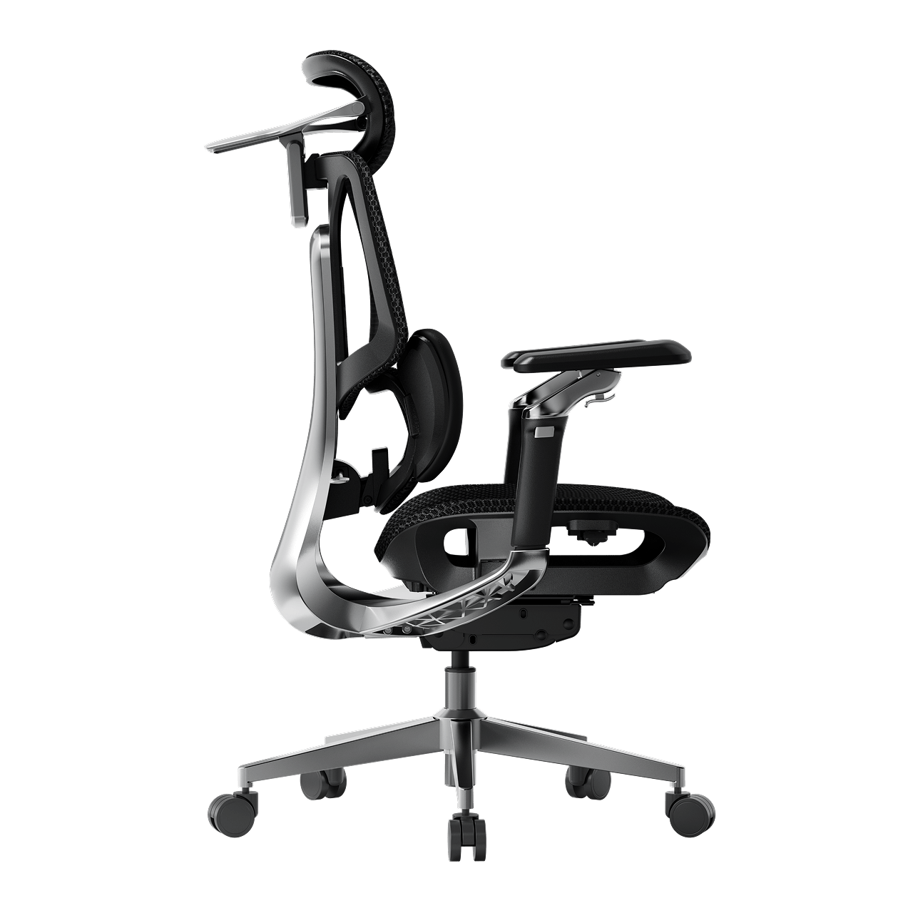E3 PRO 2026 Ergonomic office chair with adjustable lumbar headrest armrest black ~0-1