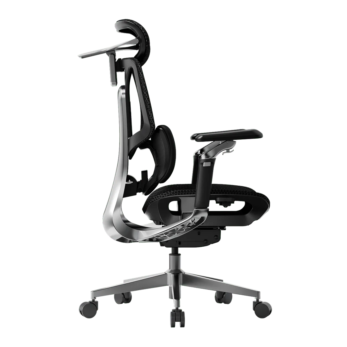 E3 PRO 2026 Ergonomic office chair with adjustable lumbar headrest armrest black~0-0