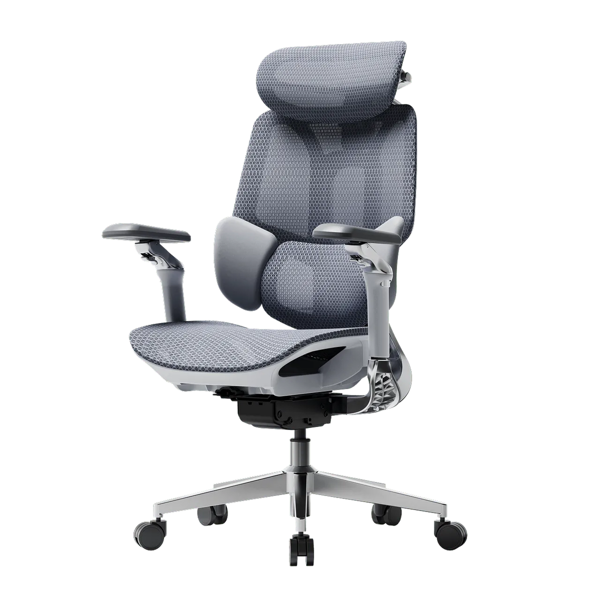 E3 PRO 2026 EDITION office chair with adjustable lumbar support headrest and armrest gray~1-0