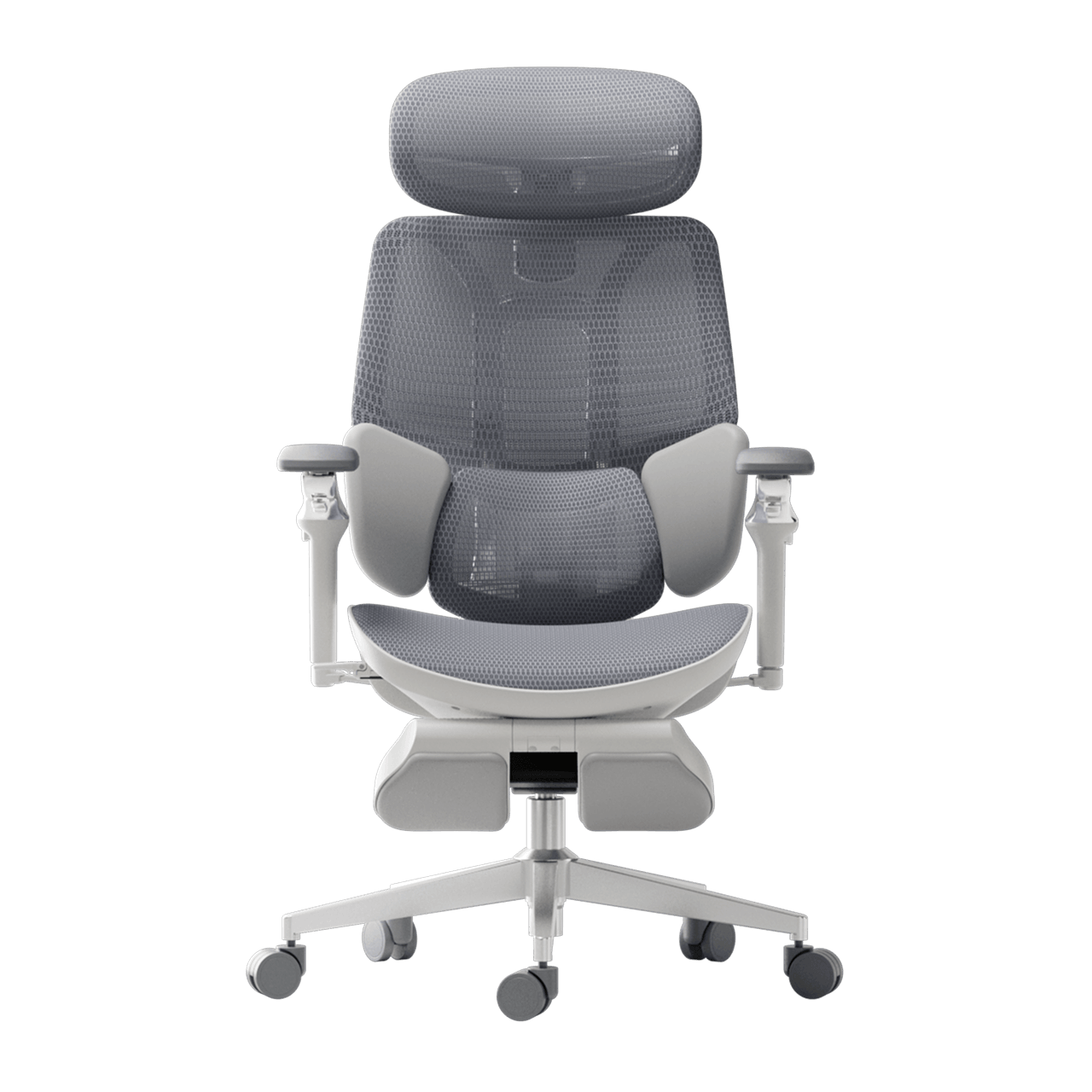 Ergonomic office chair with headrest on a transparent background~0-1