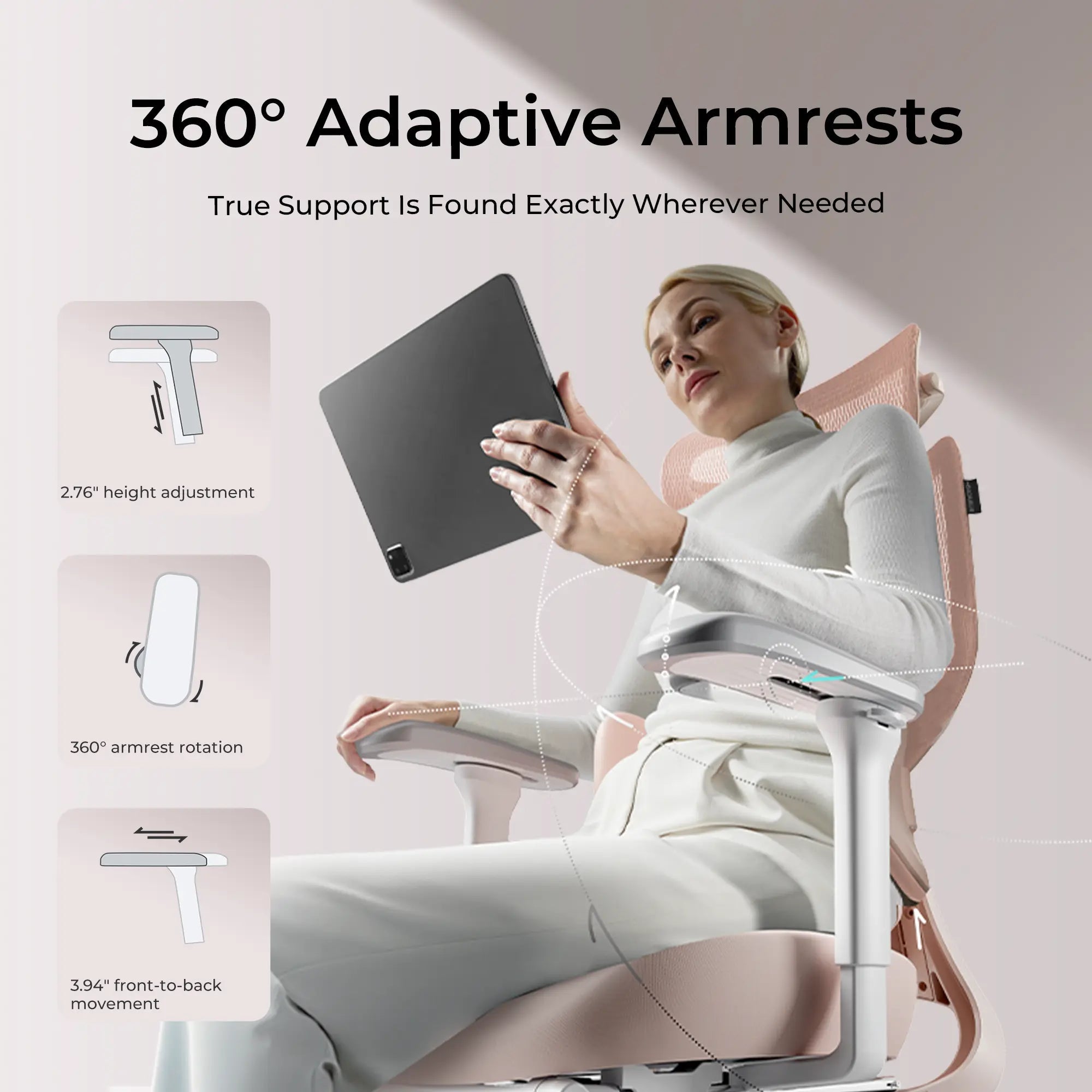 HBADA E3 Air Ergonomic Office Chair Pink~0-2-1