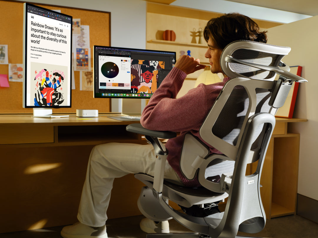 Ergonomic office chair with adjustable support in a modern office