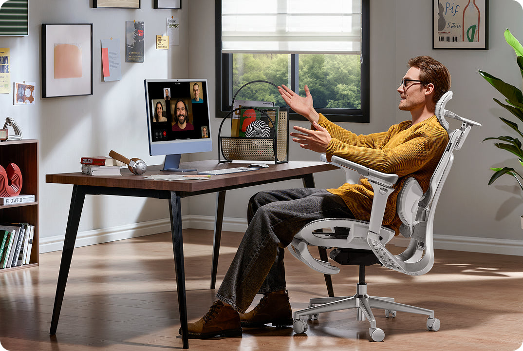 HBADA E3 Pro White Ergonomic Chair with Footrest & 4D Support