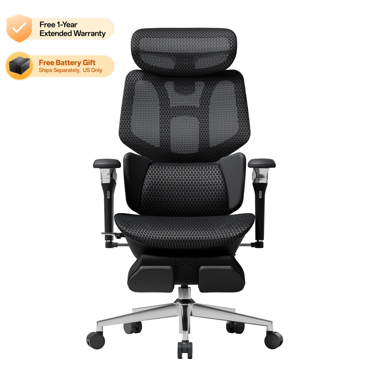 Front view of the black HBADA X7 ergonomic office chair