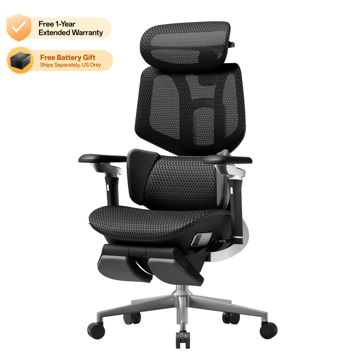 Black HBADA X7 ergonomic office chair shown at a front three-quarter angle