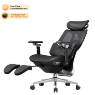 Black HBADA X7 ergonomic office chair reclined with the footrest extended
