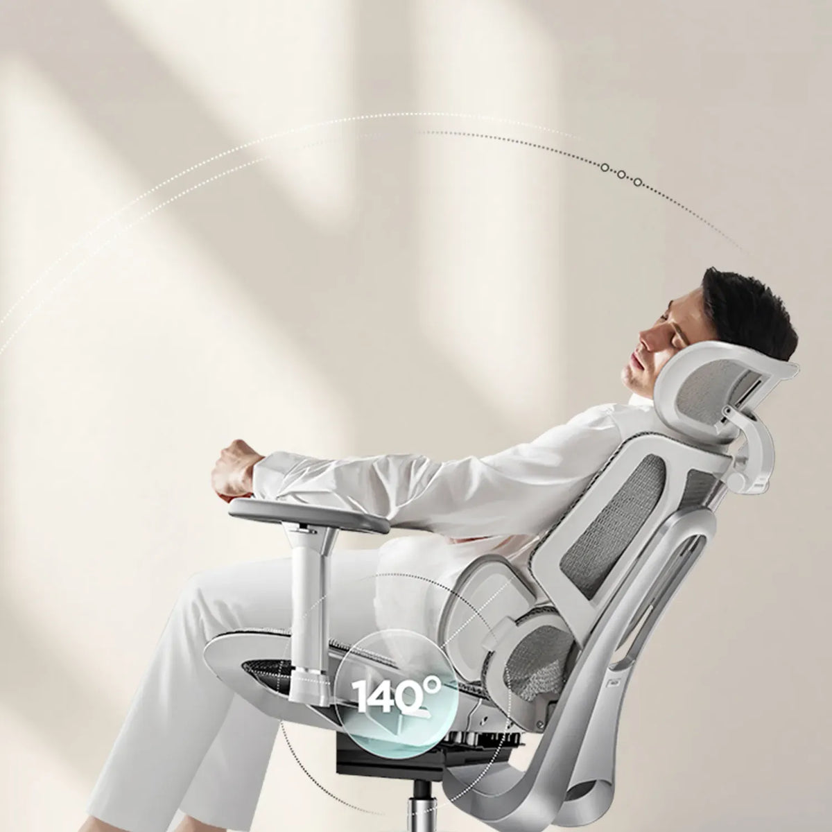 HBADA E3 Air Ergonomic Office Chair without footrest gray reclining angle~scene