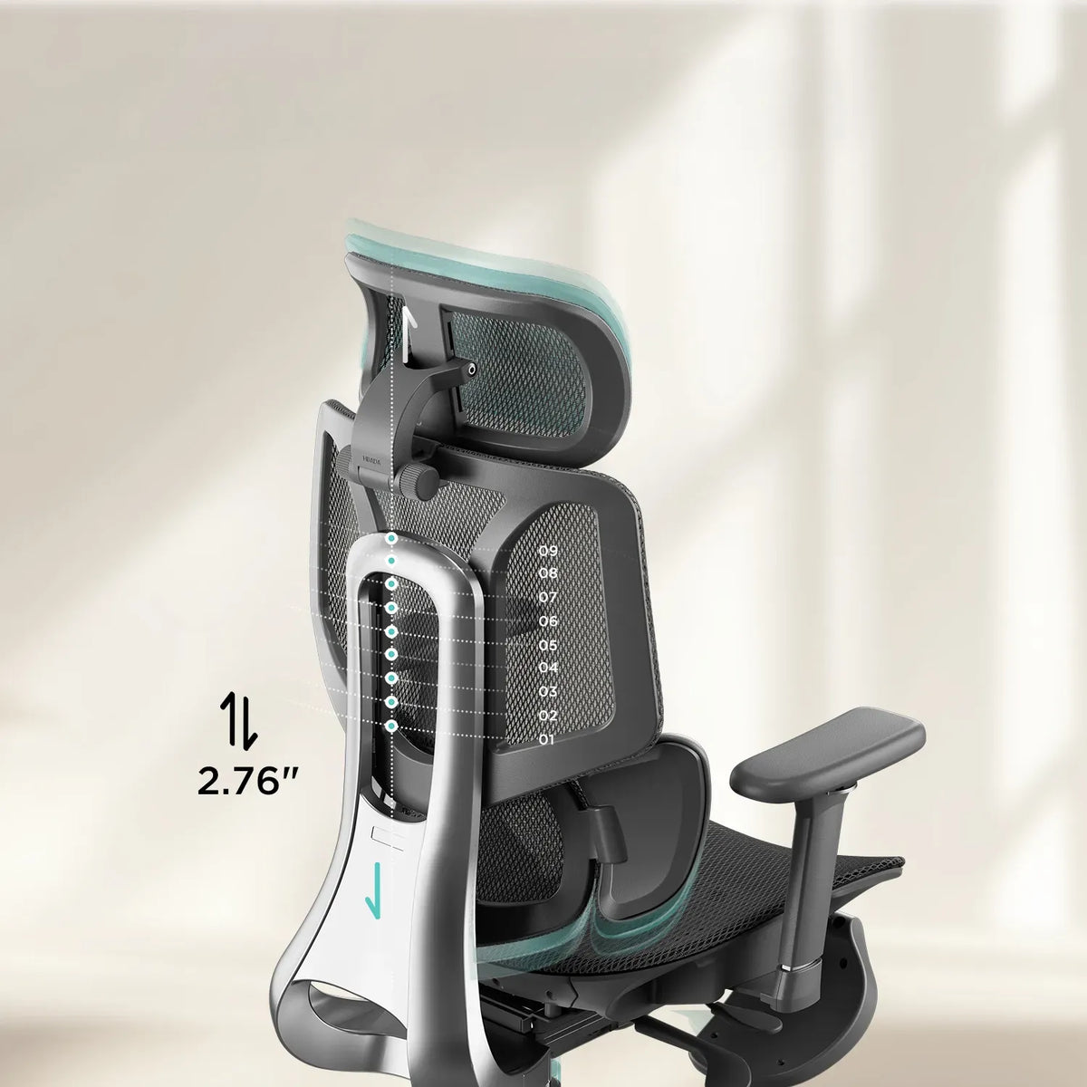 HBADA E3 Air Ergonomic Office Chair without footrest black adjustable back~scene