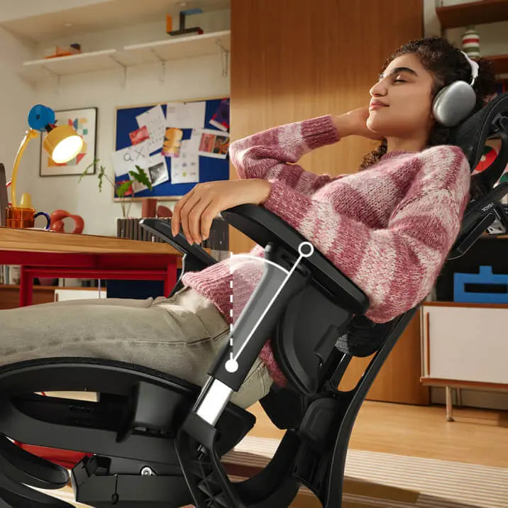 HBADA swivel chairs mesh backrest ergonomic testing smartphone view.