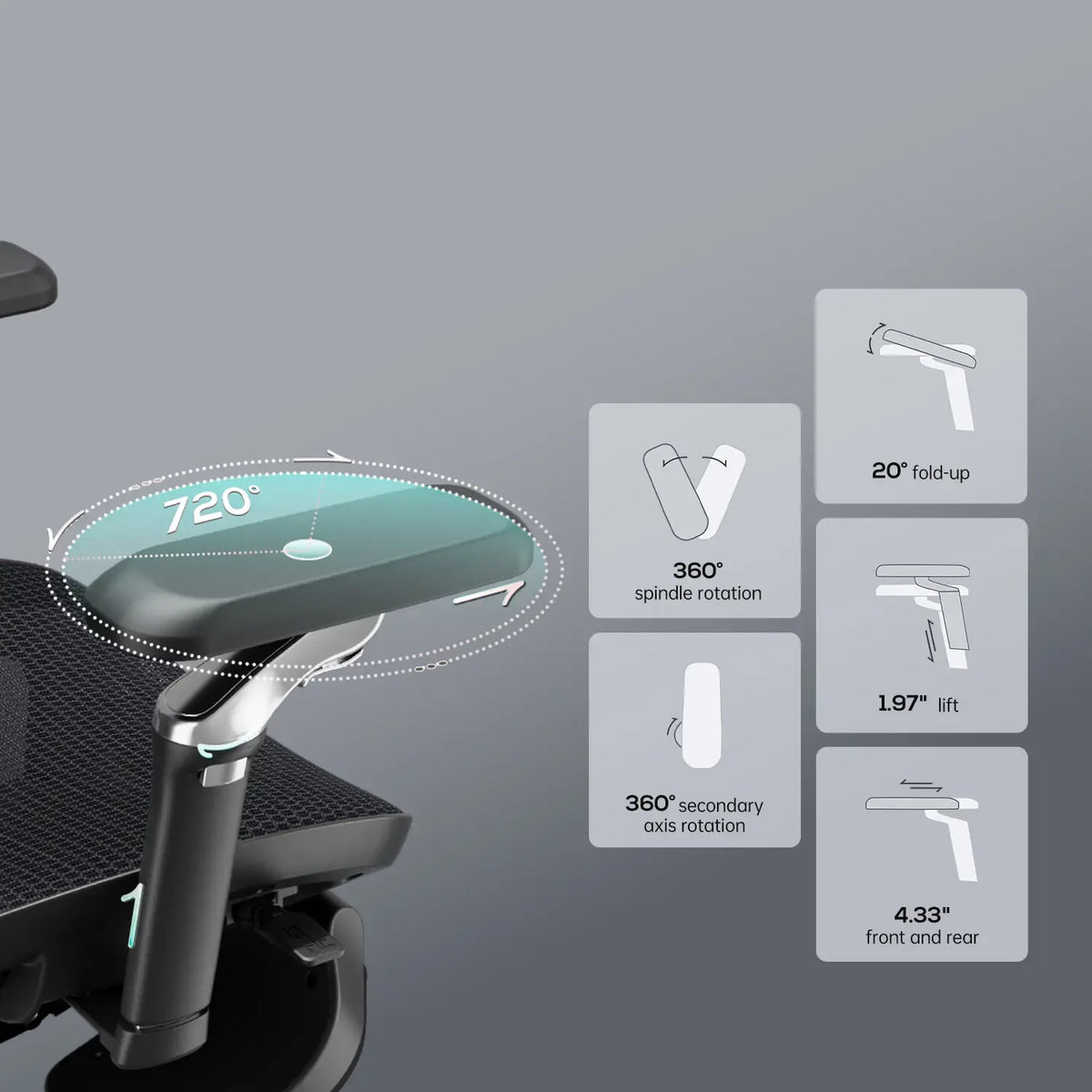 HBADA E3 Ultra Ergonomic Office Chair Futuristic(with Footrest) black armrests~scene~0