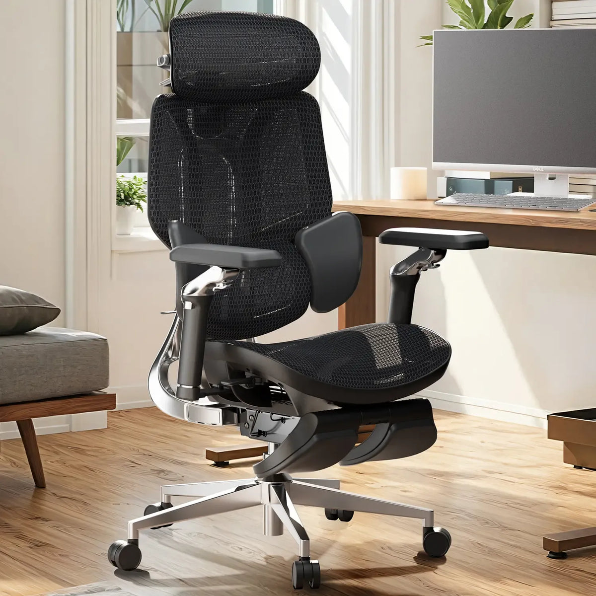 HBADA E3 Ultra Ergonomic Office Chair Futuristic(with Footrest) black in room~scene~0