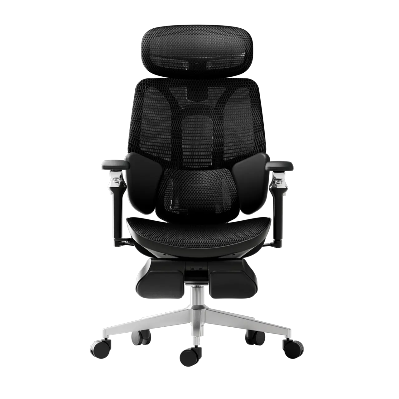 HBADA E3 Ultra Ergonomic Office Chair Futuristic(with Footrest) black front