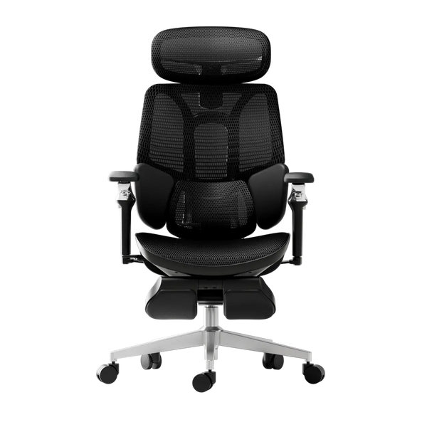 HBADA E3 Ultra Ergonomic Office Chair Futuristic(with Footrest) black front~0