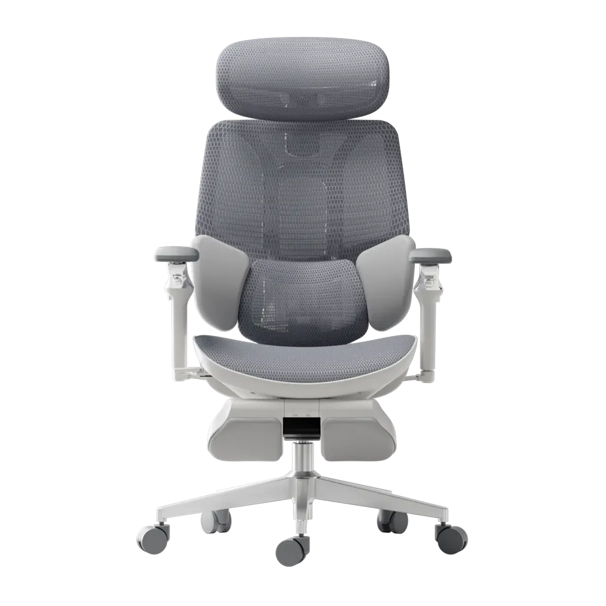 HBADA E3 Ultra Ergonomic Office Chair Futuristic(with Footrest) gray front~1