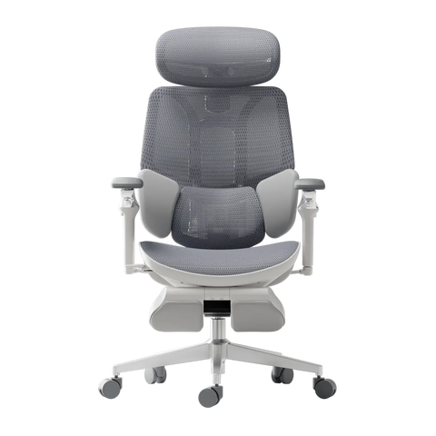 HBADA E3 Ultra Ergonomic Office Chair Futuristic(with Footrest) gray front~0