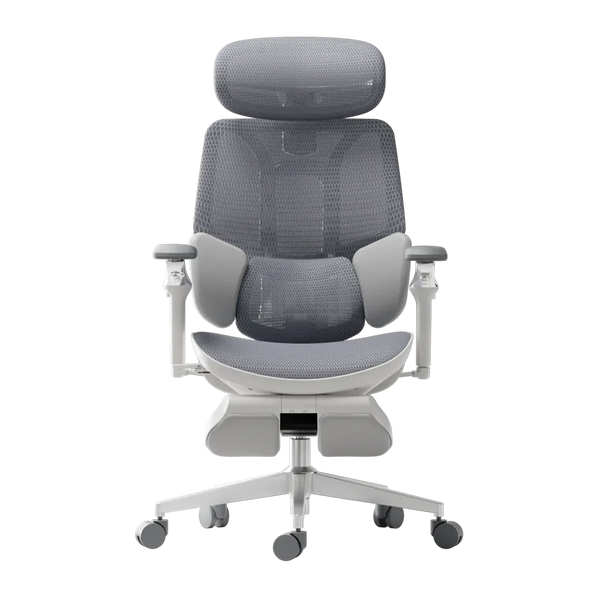 HBADA E3 Ultra Ergonomic Office Chair Futuristic(with Footrest) gray front~1