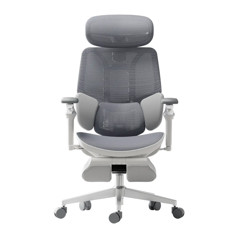 HBADA E3 Ultra Ergonomic Office Chair Futuristic(with Footrest) gray front~1