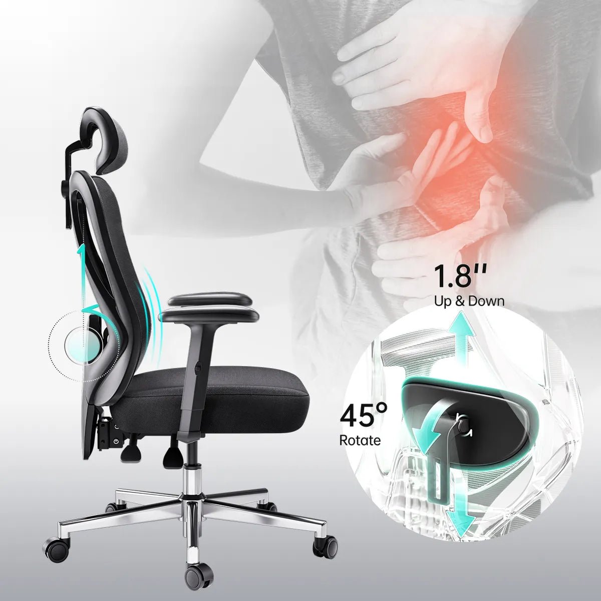 HBADA P3 Ergonomic Chair without Footrest