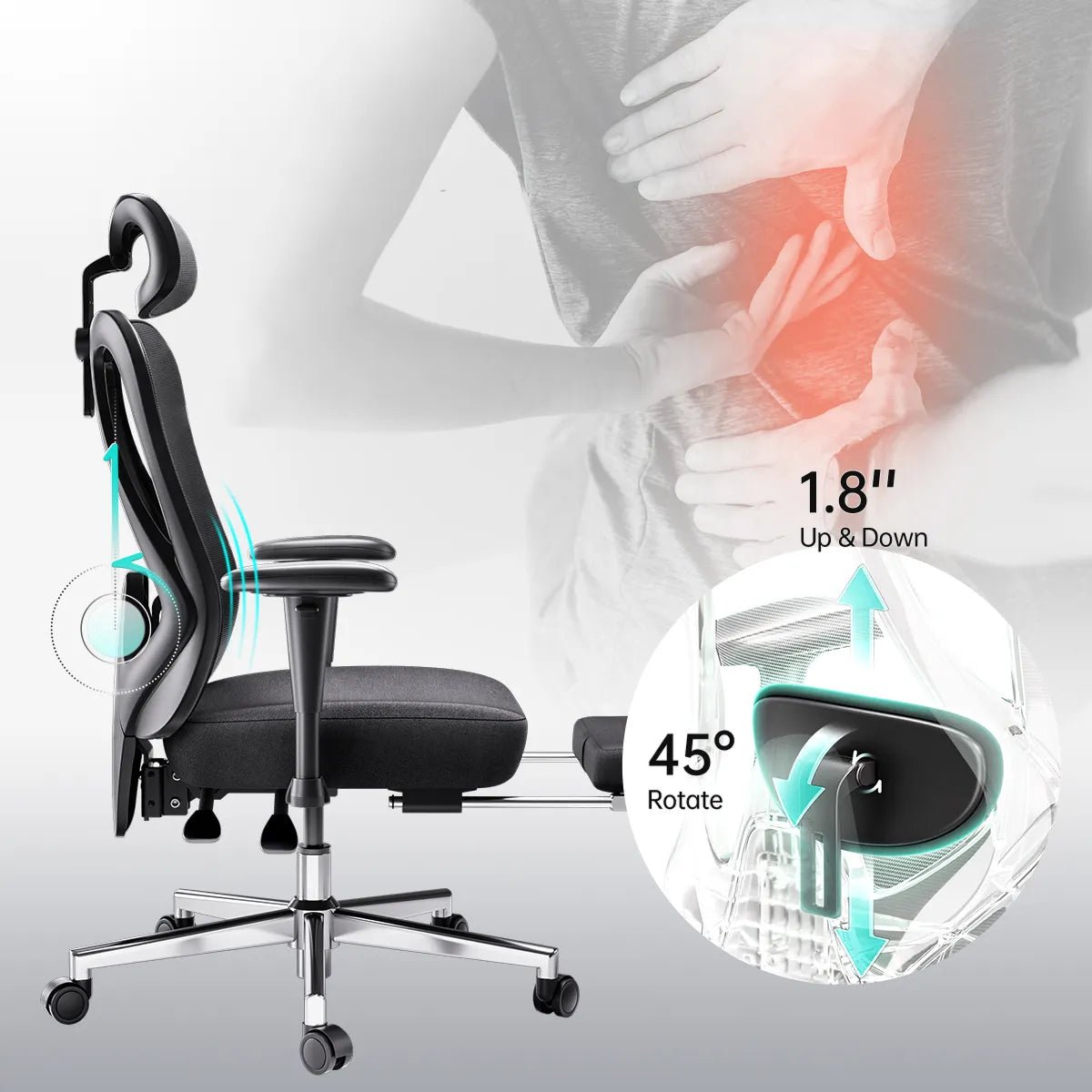 HBADA P3 Ergonomic Chair with Footrest
