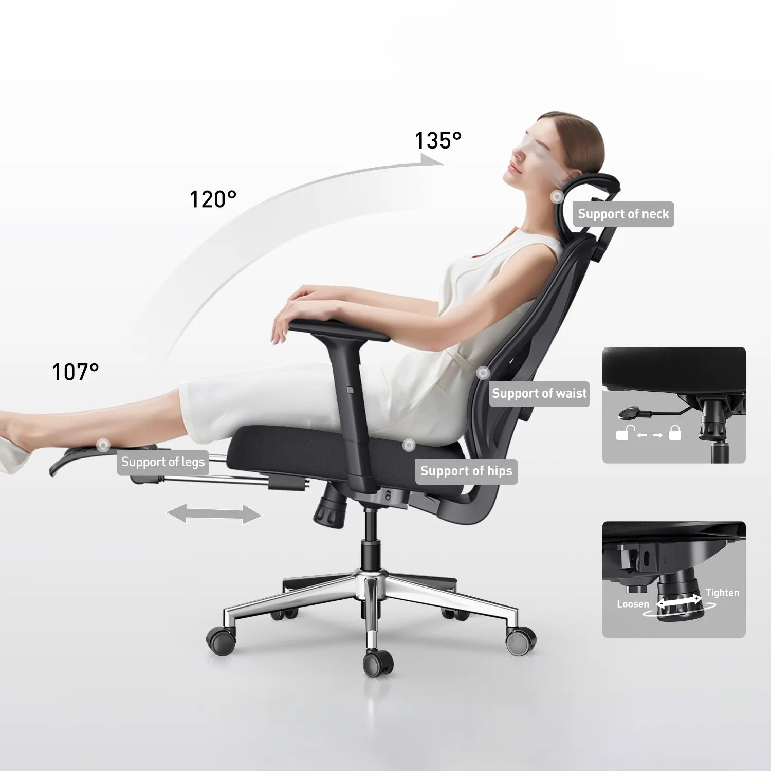 HBADA P5 Ergonomic Office Chair with Footrest
