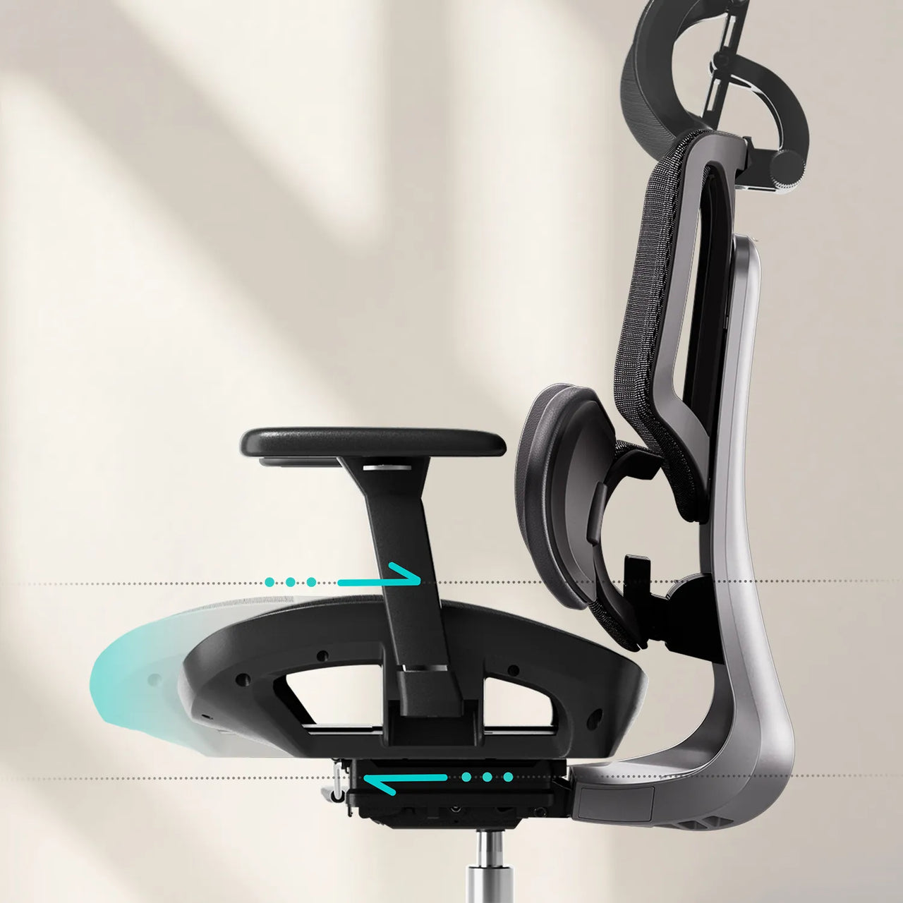 HBADA E3 Air Ergonomic Office Chair without footrest black seat~scene
