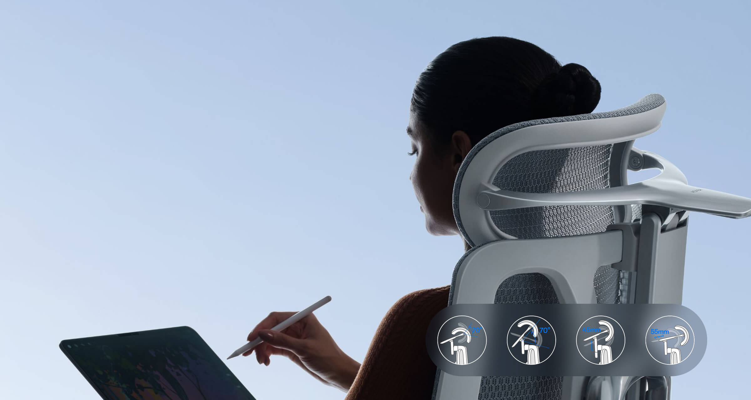 Under-seat controls to adjust office chair seat depth.