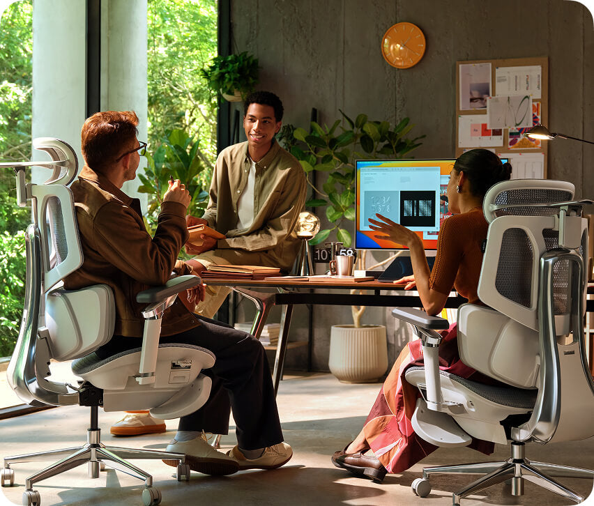Ergonomic desk chair correcting leaning forward posture.