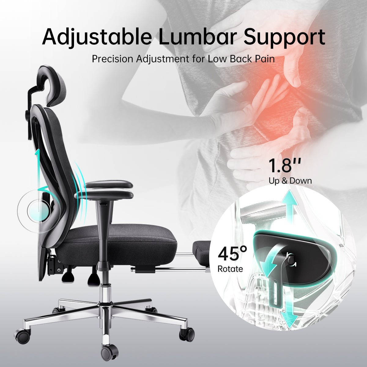 HBADA P3 Ergonomic Chair with Footrest